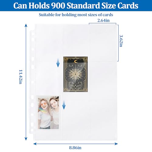 50 Pack 9 Pocket Page Protectors,900 Pockets Double Sided Standard Size Card Sheets Protectors for 3 Ring Binders Album,Fit for Collectible Games, Sports,Baseball Cards - size: 50 pack