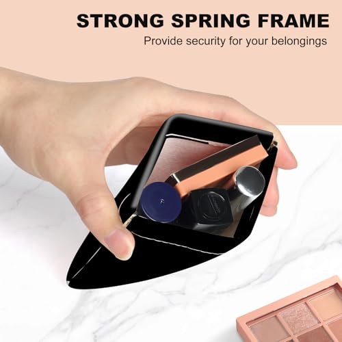2Pcs PU Leather Small Squeeze Coin Purse Pouch Mini coin Bag Unique And Cute Wallet Cosmetic Bags Change Bag For Women Girls Men （Black - color: Black