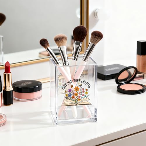 Just One More Chapter Acrylic Pen Pencil Holder for Desk Bookshelf - color: Transparent33