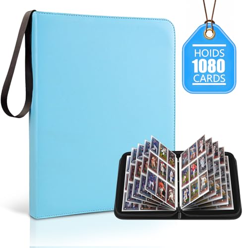 9 Pocket Zip Card Binder, Trading Card Album Holds 1080 Cards, Light Blue - color: Light Blue
