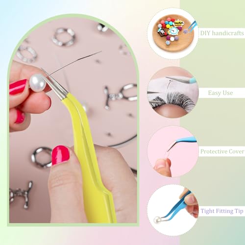 Honoson 9 Pcs Curved Pointed Craft Tweezers Precision Tweezer,Multicolor - color: Multicolor