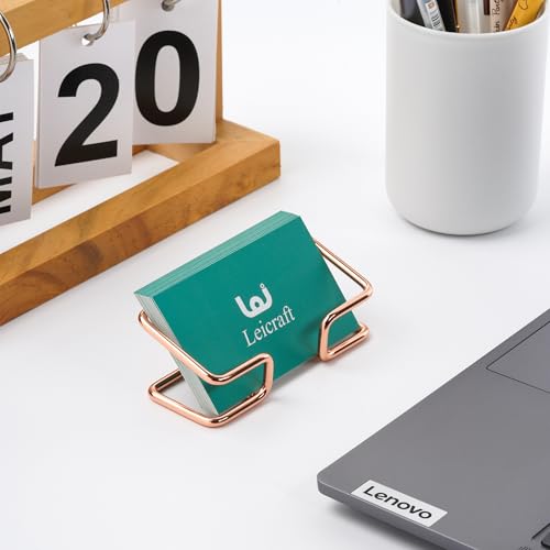 Business Card Holder for Desk, Cute Metal Card Organizers - color: Golden