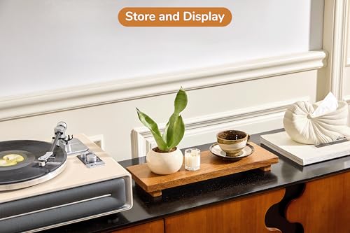Narrow 17" Acacia Wood Riser Pedestal Stand for Kitchen Counter - size: Narrow:17"x6"