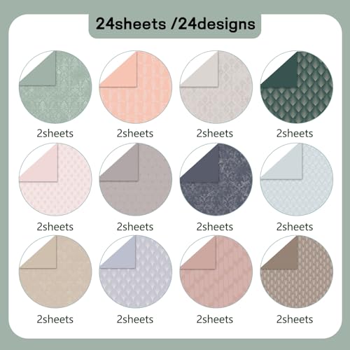 12"X12" Scrapbook Paper, 24 Sheets Double-Sided Dusty Boho Patterned Paper - color: Boho2