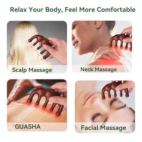 Natural Green Sandalwood Gua Sha Comb – Wooden Face, Scalp & Body Massage Tool, Multi-Point Manual Trigger & Pressure Point Massager, Travel-Size Relaxation & Self-Care Gift for Women & Men - color: Sandalwood Incense