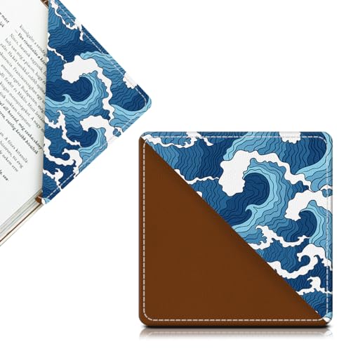 Cute Leather Bookmarks, Fun Triangle Making Corner Bookmark, Book Accessories for Reading Book Lovers, Unbreakable Page Markers for Women Men Cute Blue Sea - color: Cute Blue Sea