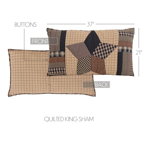 VHC Brands, Bingham Star, Cotton, 21x37, King Sham, Black - size: 37" x 21" (Pack of 1)
