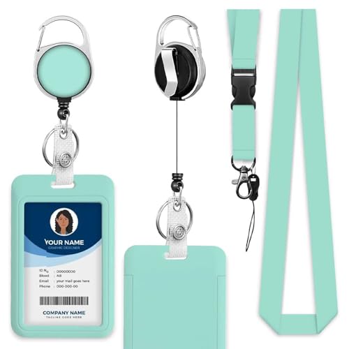 Badge Holder Light Green Badge Holder with Lanyard Clip Covenience to Use for Student Nurse Worker - color: Light Green