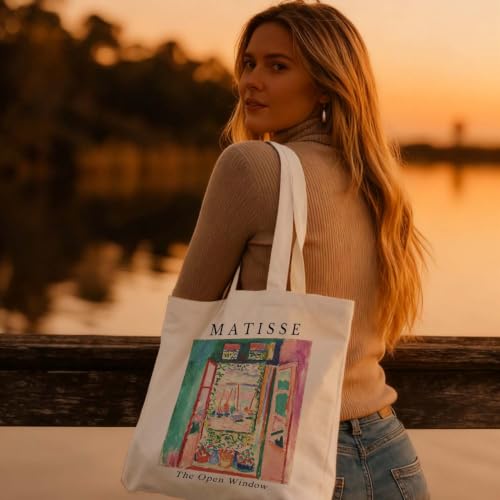 Art Canvas Tote Bag,Art Lovers Gifts,Aesthetic Tote Bag for Women. - color: White - Matisse 02