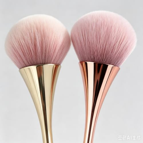 Nail Dust Brush 2 Pcs Set Nail Clearing Brushes Gold & Champagne Color - color: C-2pcs