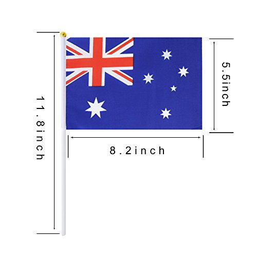 25 Pack Hand Held Small Mini Australia Australian Stick Flag Round Top National Country Flags,Party Decorations Supplies For Parades,World Cup,Festival Events,International Festival - color: Australia