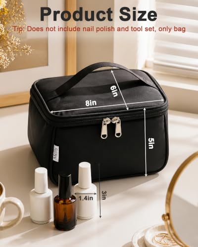 Meiiy Nail Polish Bag Nail Art Set Organizer Nail Polish Travel Case Nail Tool Bag With Compartment Gift for Women (black)