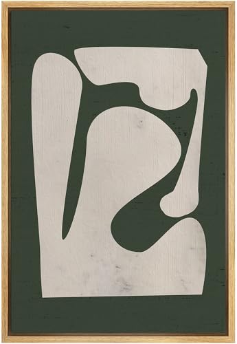 SIGNFORD Framed Canvas Print Wall Art Modern Abstract Shape on Green Background Illustrations Modern Art Decorative Boho Relax/Zen for Living Room, Bedroom, Office - 16"" x24 Natural - color: A03-2205-yui07, size: 24"L x 16"W