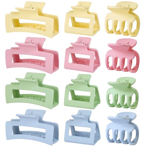 SMKSL 12 Pcs Hair Claw Clips for Women & Girls 3 Styles Hair Accessories - color: Colorful