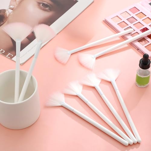 Maitys 9 Pieces Facial Fan Mask Brushes, White Pink - color: White Pink