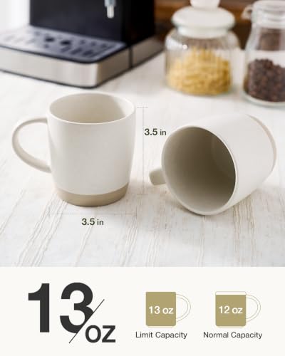 famiware Coffee Mugs Set of 8, Milkyway 13 oz Ceramic Cup Set with Handle - color: Milkyway-Matte White, size: 8 Count (Pack of 1)