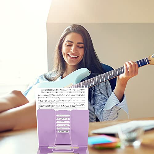 Metal Book Stand Adjustable Book Holder for Reading - color: Full Purple