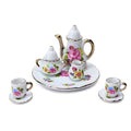 Miniature Tea Set 1/6 Scale Dollhouse Accessories Porcelain, Pink - color: Pink