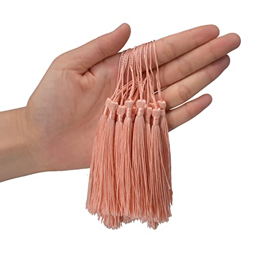 100Pcs 5 Inch Silky Bookmark Tassels for Jewelry, Souvenir(Pink Orange) - color: Pink Orange