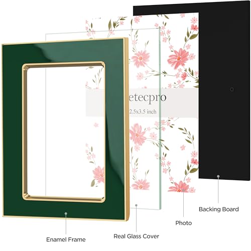 eletecpro 2.5x3.5 Enamel Picture Frame with Real Glass Cover, Green, 2-Pack - color: Green, size: 2.5x3.5