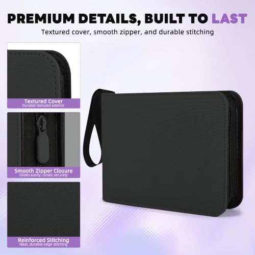 2 Pocket Mini Card Binder - Small Trading Card Album with Zipper,80 Pockets PU Leather Holder, Side-Loading Small TCG Binder for Standard Anime & Sports Cards - color: Black, size: 2-Pocket