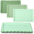 6 Pcs Green Serving Trays Plastic Food Platters - color: Green