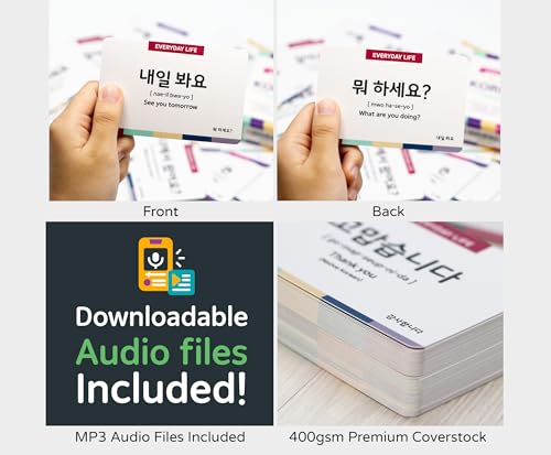 3-Pack Gift Set Korean Basic Conversation Flashcards – Essential Phrases, Everyday Situations, Slang + Free MP3 Audio - style: 3-Pack Gift Set