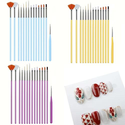 31PCS Nail Art Brush Set, Liner, Dotting, Fan & Flat Brushes - color: pink