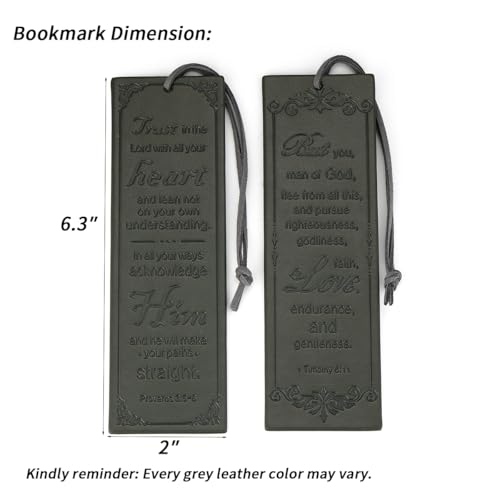 2 Pcs Leather Bible Bookmark, Christian Bookmarks Gifts for Men Book Marks for Reading Men (Dark Grey) - style: Dark Grey
