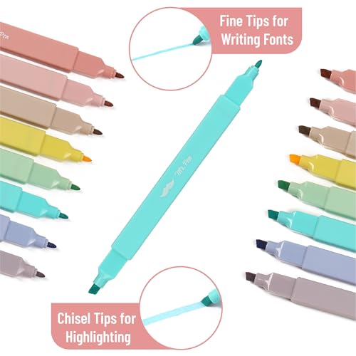 Mr. Pen- Dual Tip Aesthetic Highlighters, 8 pcs, Chisel & Fine Tip - color: Pastel, size: 8 Pack