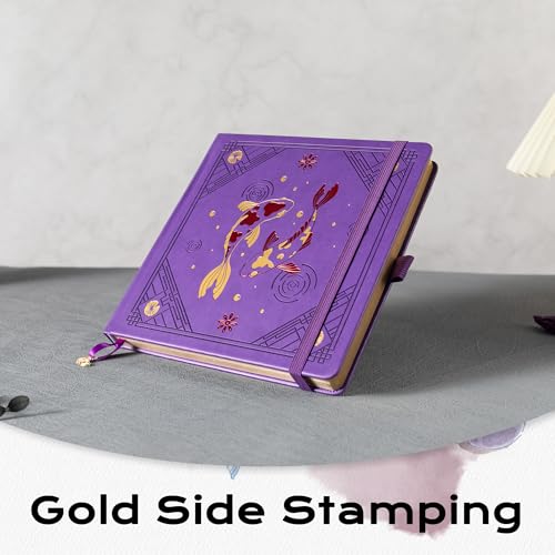 TIEFOSSI Dotted Square Journal Notebook 160 Pages for Women & Men(8 x 8) - color: Deep Purple, size: Square-Dotted