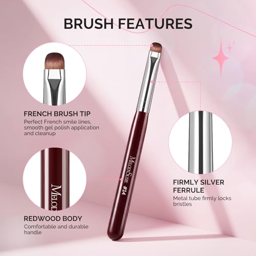 MelodySusie French Manicure with Rosewood Handles Nail Brush, Size #14 - color: Brown, size: #14