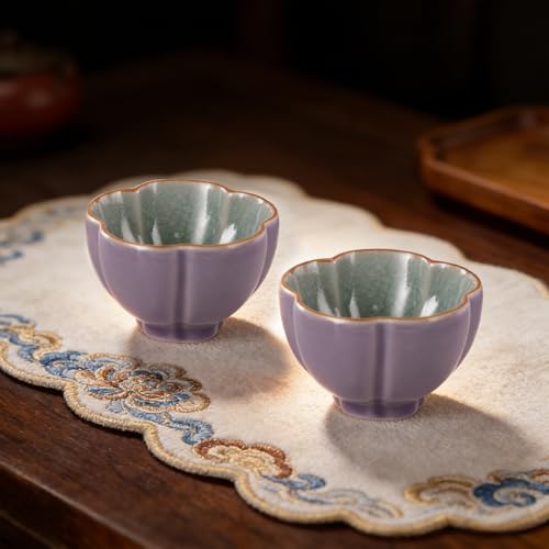 KAMMAK Japanese Tea Cups, 3.3 Oz Small Handmade Ceramic Teacups, Set of 2 - style: GN05