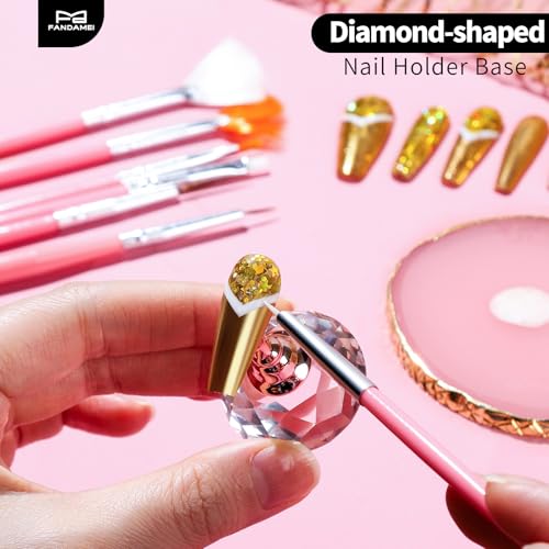FANDAMEI Nail Design Tools, Nail Art Tools, Nail Brush, Nail Art Kit With Nail Stand, Nail Holder For Painting Nails, Nail Art Brushes, Nail Dotting Tool, Nail Art Palette, Nail Tools For Nail Art - color: Pink