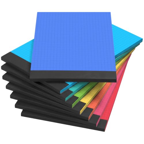 Jetec 8 Pcs Small Graph Paper Notepad 5 x 8 Inch, Bright Color - color: Bright Color