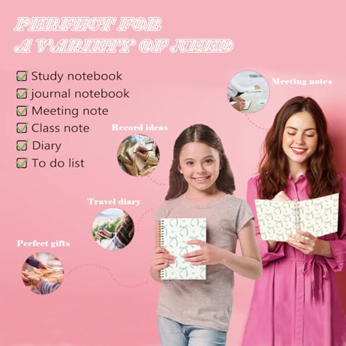 QUICQOD Cutet Green Bow Preppy Notebook Journal for Women 5.5x8.3 Inch - color: Green1