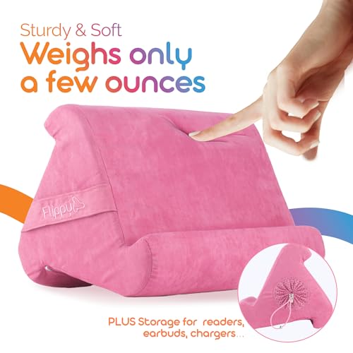 Flippy Original Tablet Pillow Stand & iPad Holder, Gift for Book Lovers & Readers, Multi-Angle Stand with Storage for Lap, Desk & Bed, Compatible with Kindle, Fire, iPad & Samsung, in the Pink Baby - color: In The Pink Baby 4.0