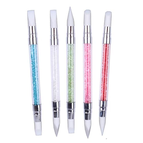 5 Pcs Nail Art Sculpture Pen Dual Tipped Silicone Nail Tools Nail Art Silicone Brushes for Design Nail Carving Drawing Shaping Effect - color: e-5pcs