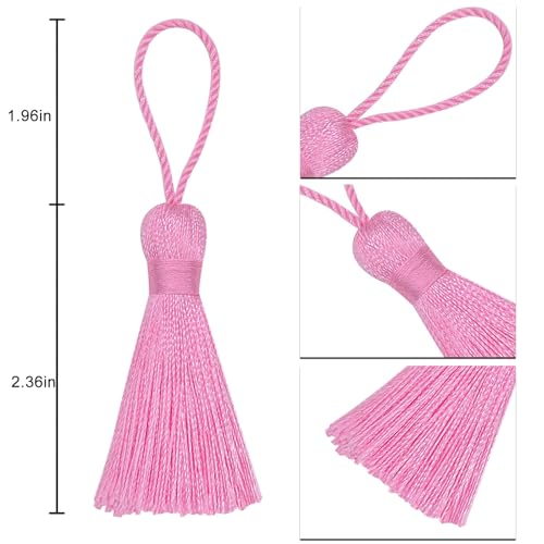 20Pcs 4.3 Inch Silky Mini Craft Tassels for Earrings, Souvenir(Pink) - color: Pink