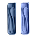 Travel Utensils with Case, Camping Utensils Wheat Straw Reusable Utensils Set With Case, Knife Fork and Spoon Utensil for Lunch Box (2 Pack) - color: Blue, Light Blue