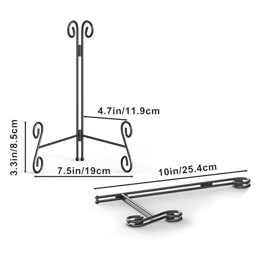 Plate Stands for Display, 10 Inch Easel Stand for Decoration Plate, 1 Pack Black Metal Plate Holder for Photos Plates Cookbooks Albums - size: 10 Inch - 1Pack