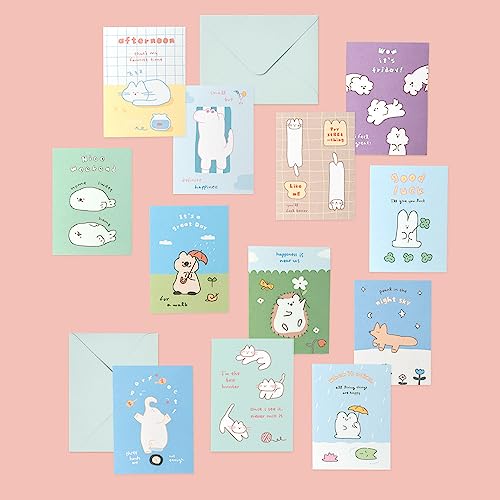 Monolike Day-by-day Card, Story town afternoon Ver.2 - Mix 36 Mini Single cards, 36 envelopes, 36 stickers Package - color: Story town afternoon Ver.2