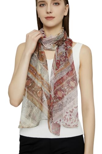 PANTONIGHT Long Chiffon Sheer Scarf Gradient Shaded Colors Lightweight Scarf For Womens - color: Brown 722