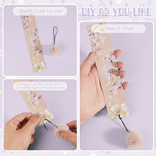 Outus 12 Pcs Floral Bookmarks, Bulk Flower Bookmarks for Women with Pendant, Floral Book Accessories Gifts for Adults, Women, Sister with Rulers, Reading End of The Year Presents Party Favors - style: Floral