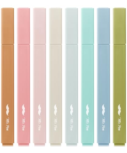 Mr. Pen- Aesthetic Highlighters No Bleed, 8 Pack, Assorted Colors | Chisel Tip, Cute Highlighters Assorted Colors for Journaling, Highlighting, Underlining, Fast Dry, Back to School Supplies - color: Natural Earth, size: 8 Pack