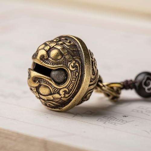 Brass Decorative Bells Keychain with Auspicious Pattern, Hanging Lucky Bell for Car Keys or Backpack as Good Luck Charms - style: Lucky Bell 1