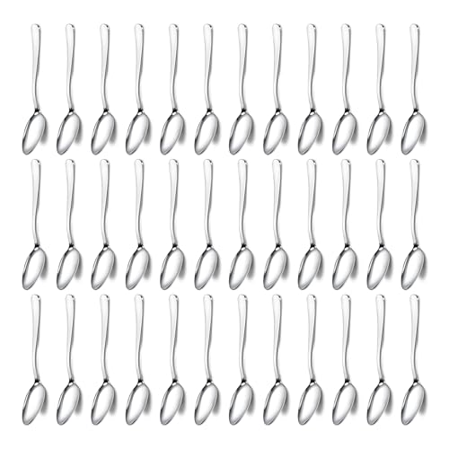 Pleafind 36Pcs Coffee Spoons, 4.7 Inch Spoons Silverware, Stainless Steel Tea Spoon, Mini Spoon, Mirror Polished Teaspoons for Home, Kitchen, Restaurant, Dishwasher Safe - size: 36 Pcs 4.7'' Silver Coffee Spoons