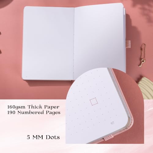 MGGAO Dotted Journal for Women Men, A5 Hardcover Dot Notebook - color: Pink, size: Dotted