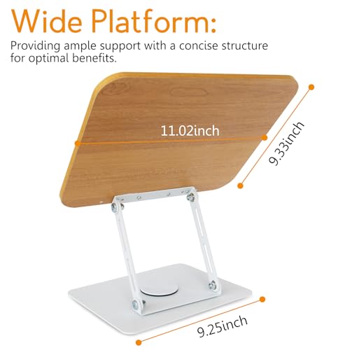 trophable Book Stand for Reading Cookbook Stand Book Holder with 360 Rotating Base Page Clips Book Display Stand for Recipe Sheet Music Laptop Drawing Tablet