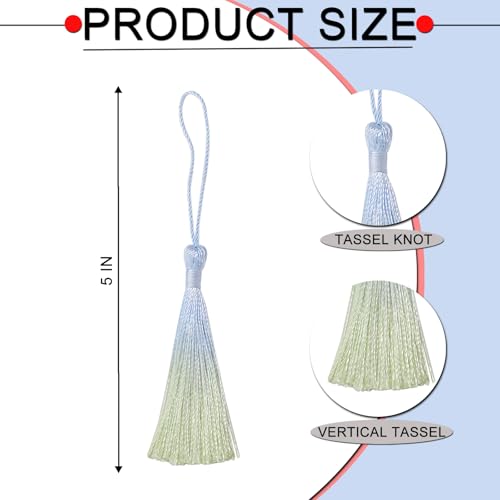 50Pcs 5 Inch Bulk Bookmark Tassel Kit for Graduation, Keychain(Blue Green) - color: Blue&green